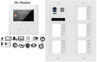 Preview: 20 Familien Video Sprechanlage ZD437 + DT821 2 Draht Bus System